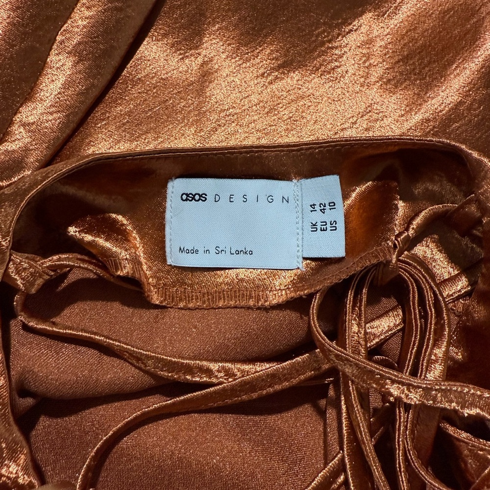 NWT ASOS Bronze Rust Satin Slip Dress Sz 10 Cocktail Party Wedding Date Night - Picture 12 of 14